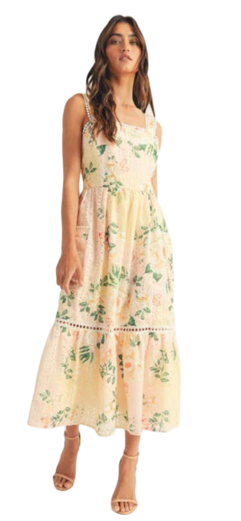 Apparel- Just Me Floral Printed Sleeveless Midi Dress