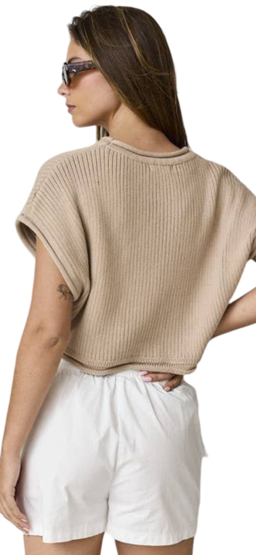 Apparel- Papermoon Olivia Cropped Rib Knit Top