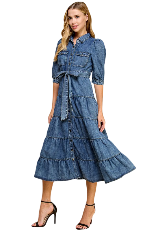 Apparel- TCEC Tiered Midi Shirt Dress