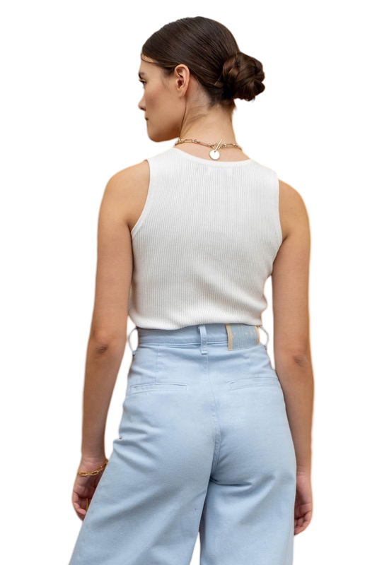 Apparel- The Workshop Ribbed Button Up Crop Tank