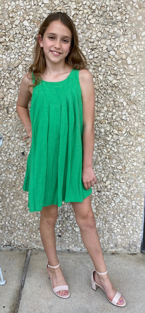 Girls- Erge Linen Tank Dress