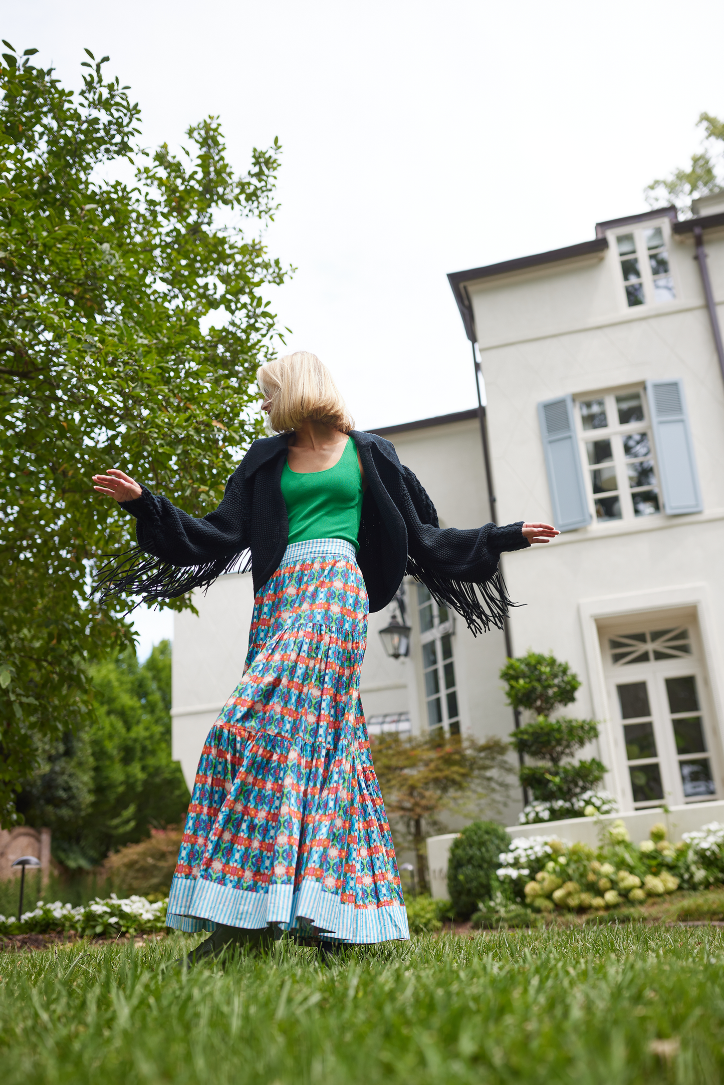 Apparel- Brooks Avenue Triple Tiered Maxi Skirt - Blue Lotus