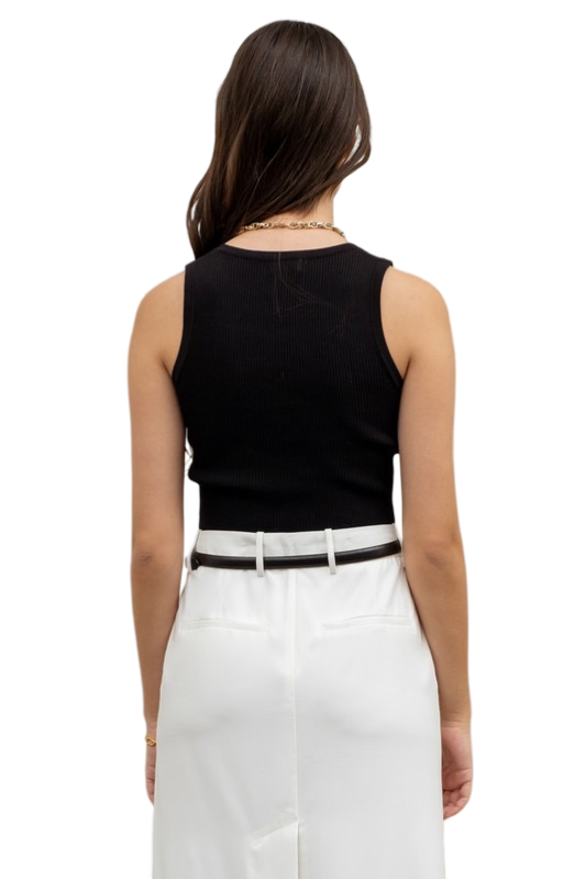 Apparel- The Workshop Ribbed Button Up Crop Tank