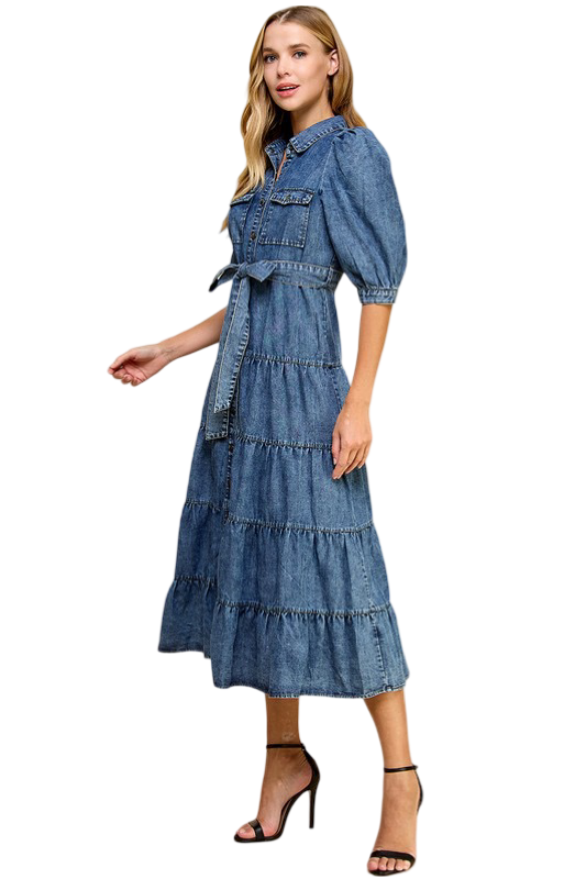 Apparel- TCEC Tiered Midi Shirt Dress