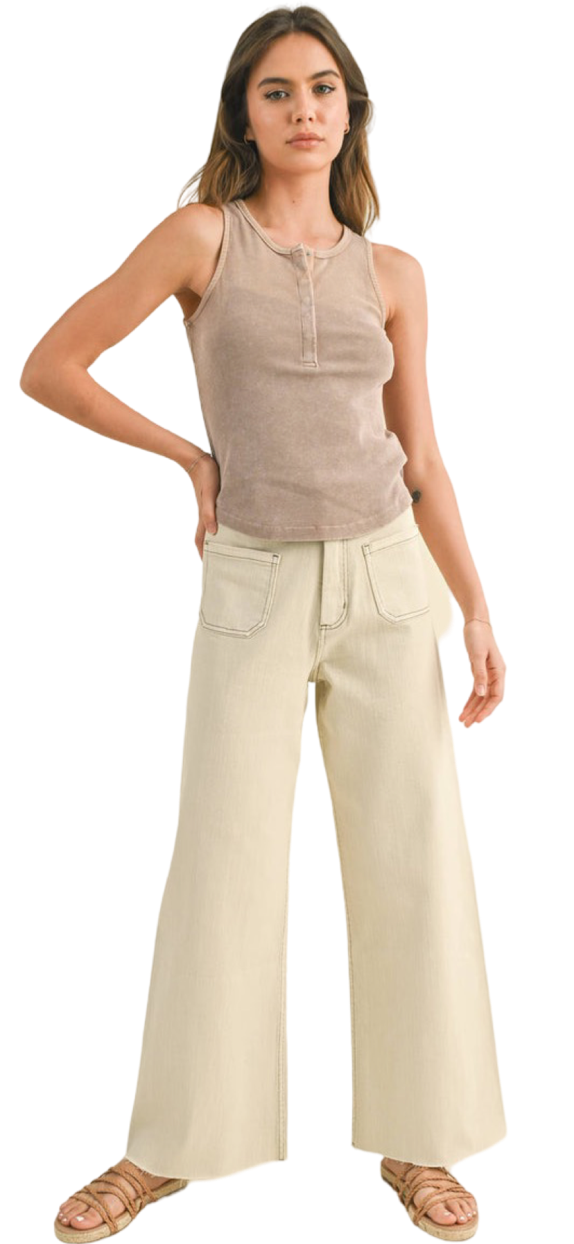 Apparel- MIOU MUSE Straight Wide Leg Pants with Front Pockets