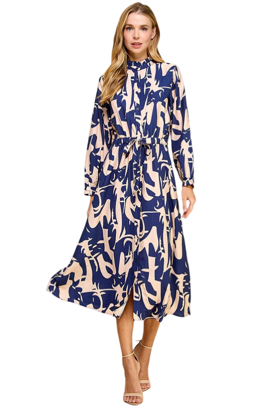 Apparel- TCEC Abstract Print Tiered Midi Dress