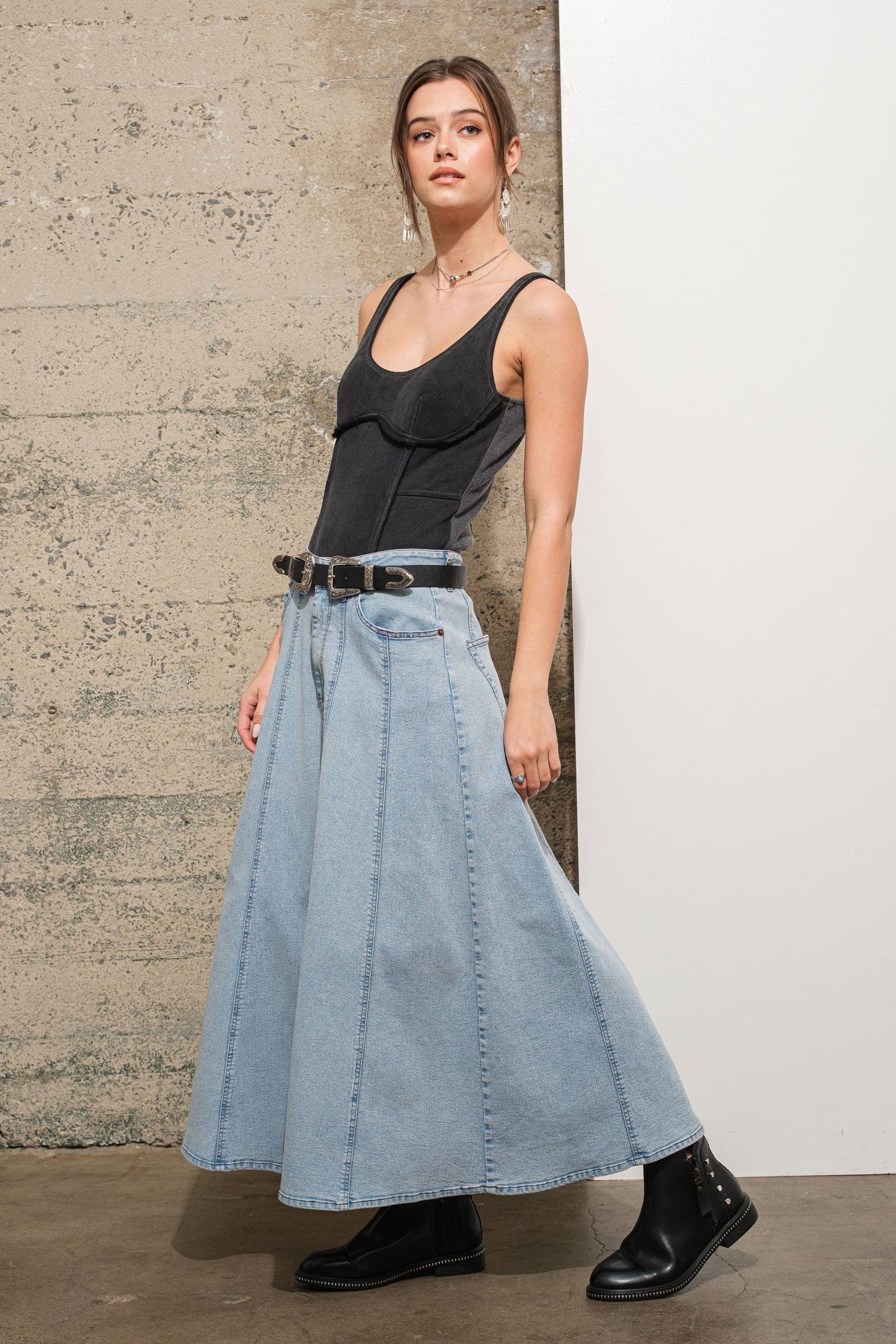 Apparel- Blue B. High Waist Vintage Full Long Skirt