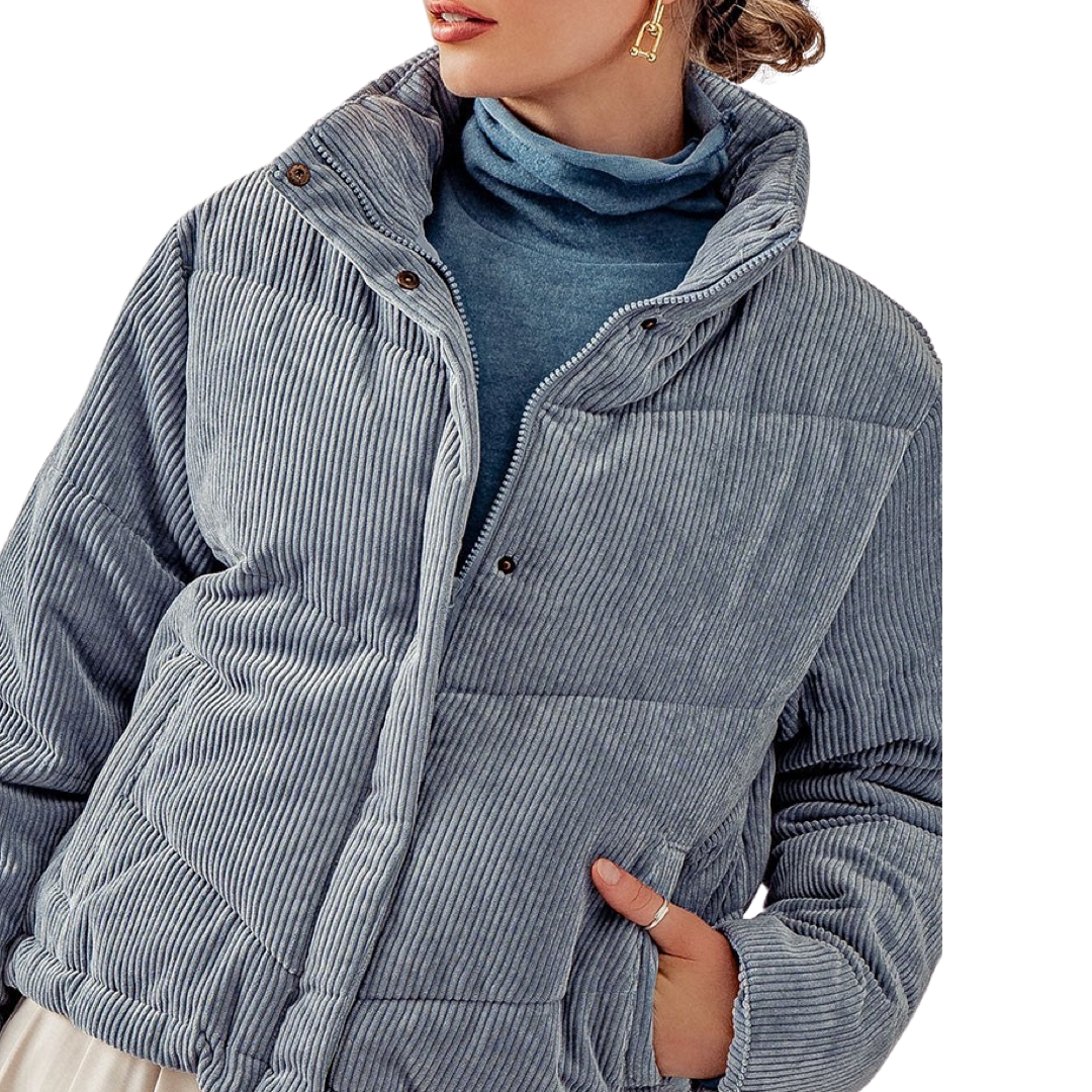 Apparel- Trend Notes High Collar Corduroy Puffer Jacket