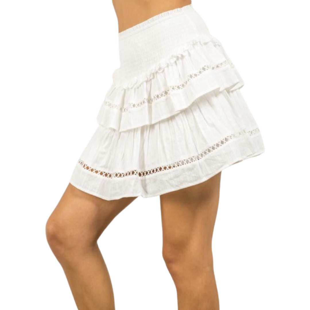 Apparel- Fanco Embroidered Ruffled Mini Skirt