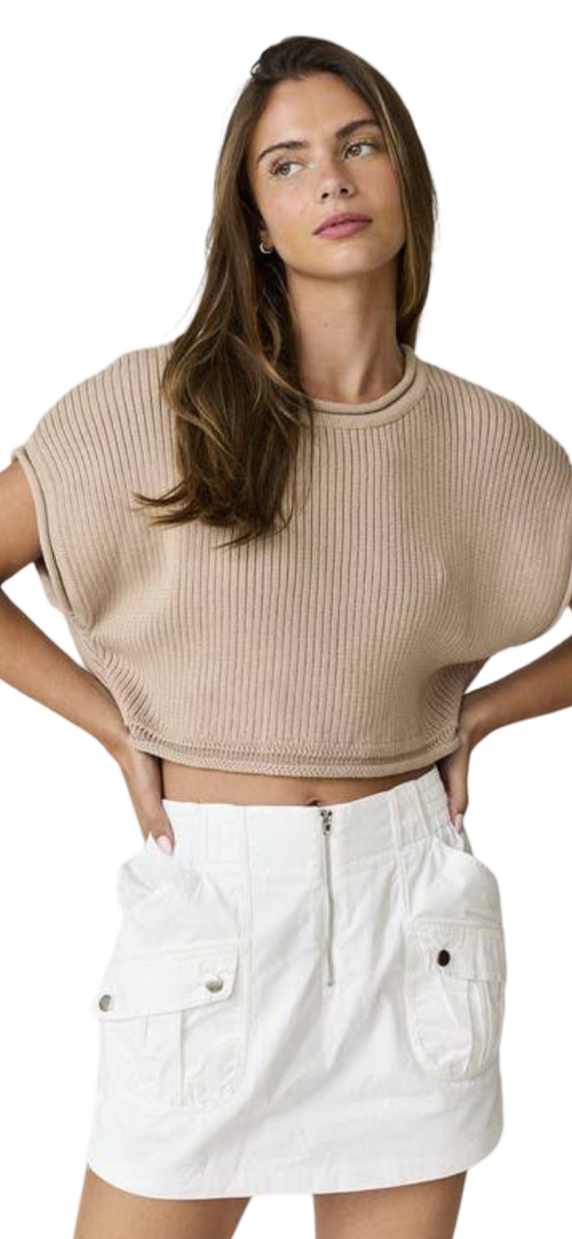 Apparel- Papermoon Olivia Cropped Rib Knit Top