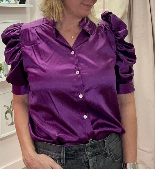 Apparel- Adrienne Puff Sleeve Button Down Blouse