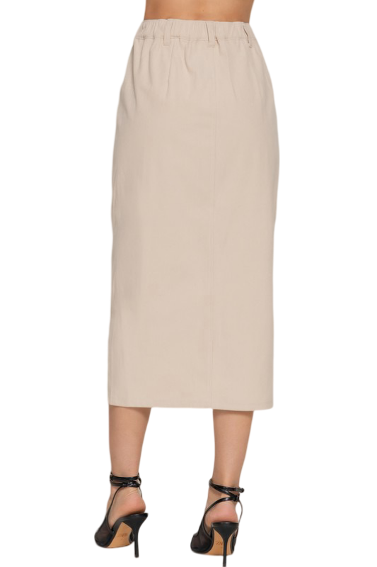 Apparel- Active Basic Slit Front Corduroy Midi Skirt