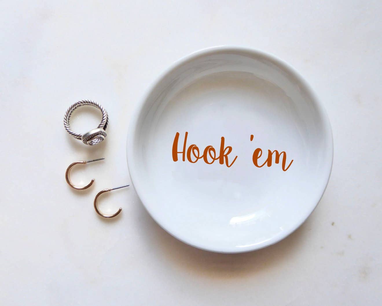 Ring Holder- CourtPerkDesign Hook 'em Ring Dish / University Of Texas