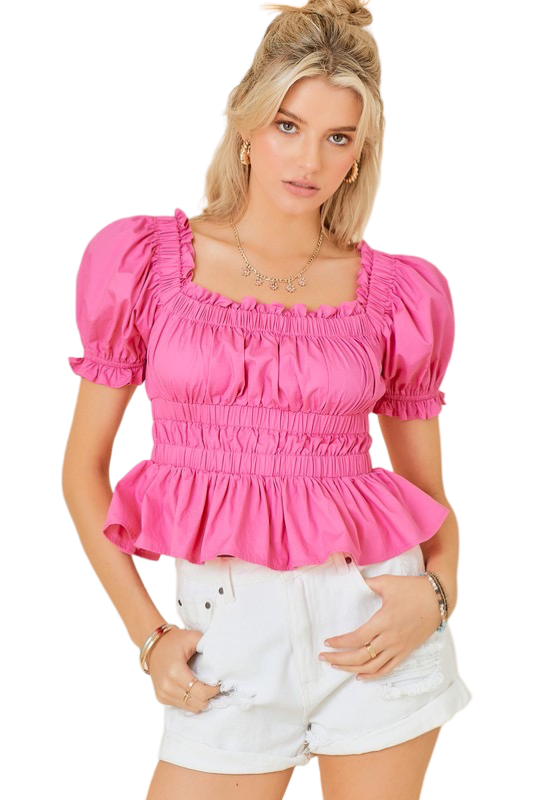 Apparel- Day+Moon Ruffle Poplin Tiered Babydoll Top