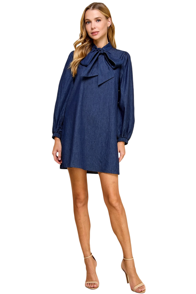 Apparel- TCEC Bow Tie Denim Dress