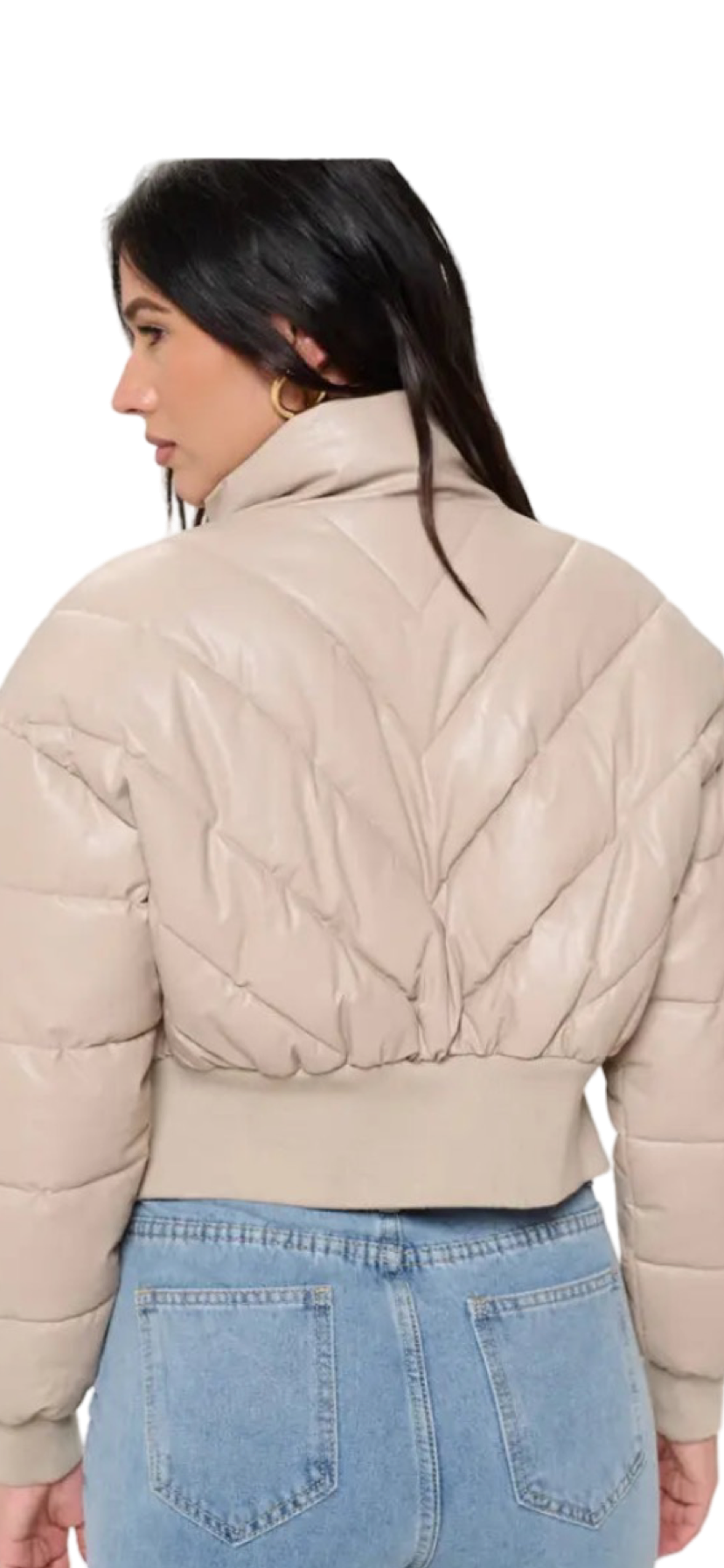 Apparel- B. Coature Leather Bubble Cropped Puffer Jacket