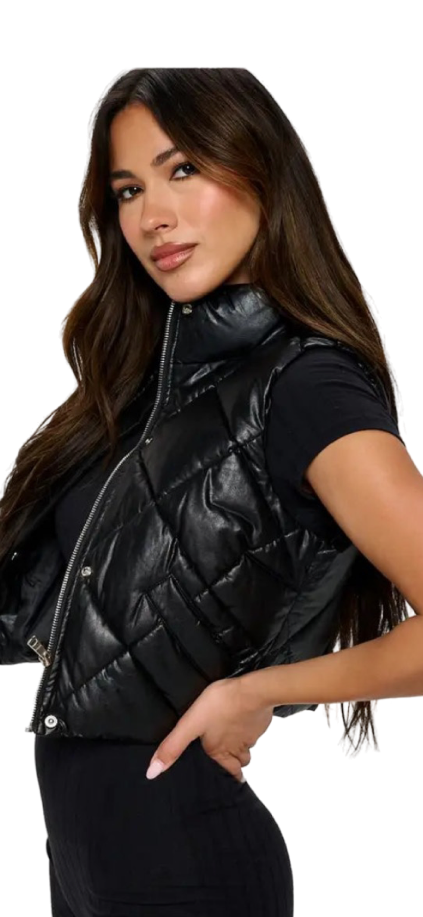 Apparel- B. Coature Cropped Quilted Leather Puffer