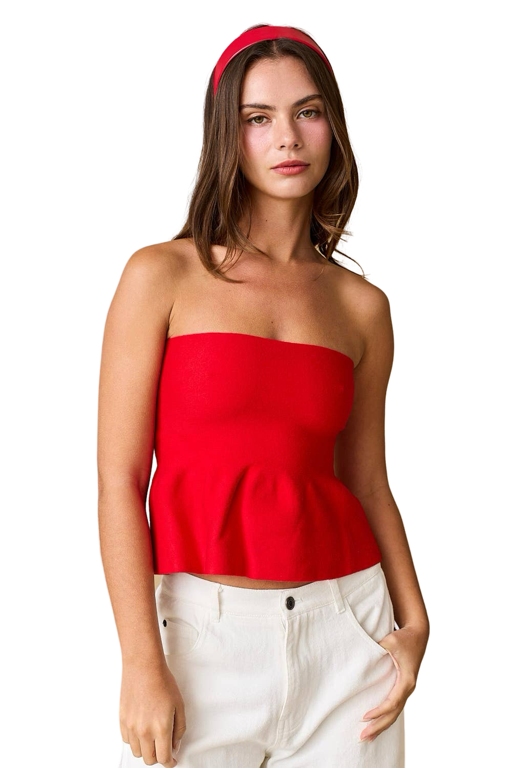 Apparel- Papermoon Ellie Strapless Knit Peplum Top