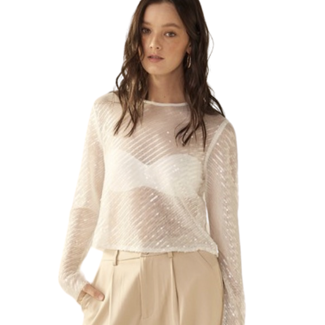 Apparel- Idem Ditto Dreamy Sequin Diagonal Print Sequin Top