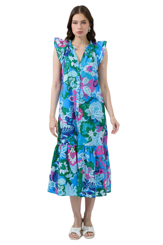 Apparel- Sugarlips Lavera Floral Button Down Midi Dress