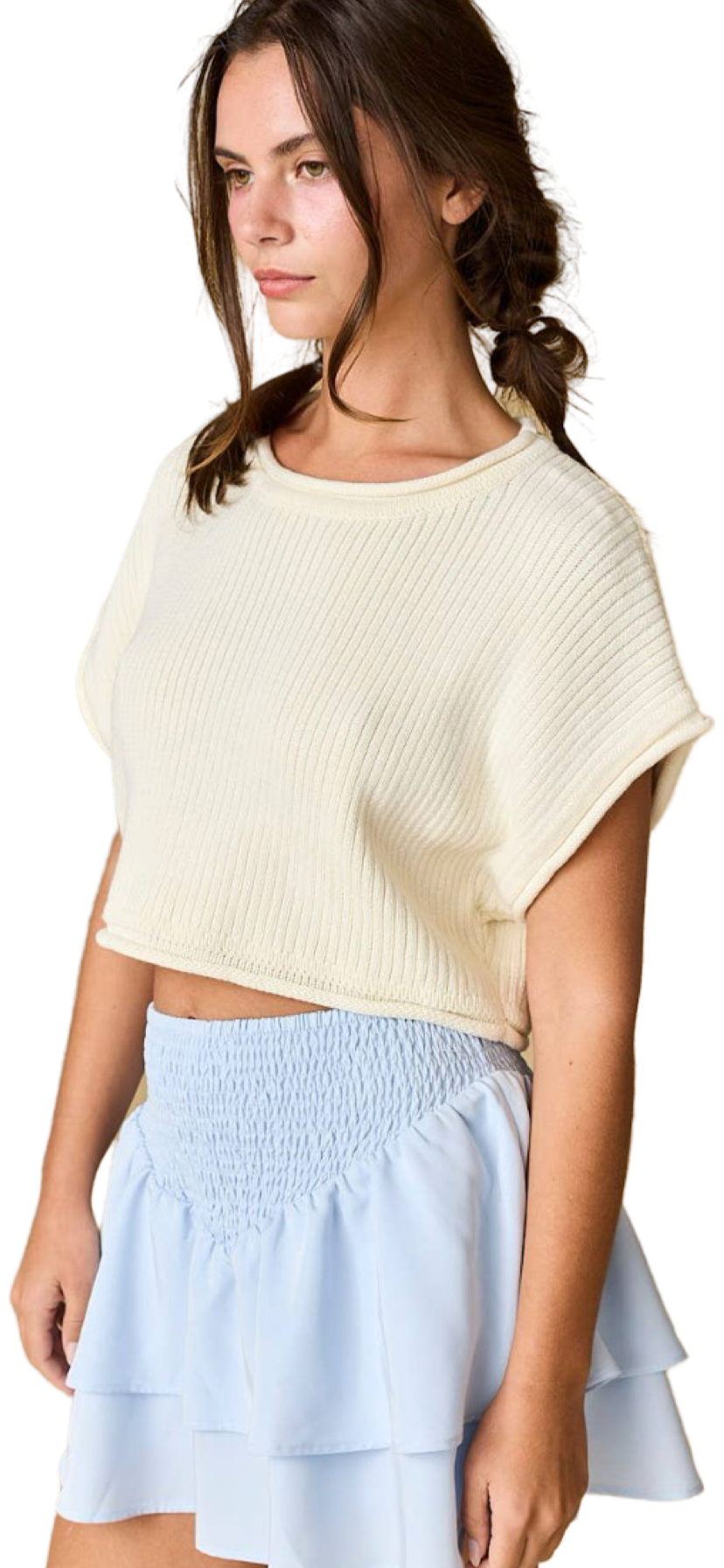 Apparel- Papermoon Olivia Cropped Rib Knit Top