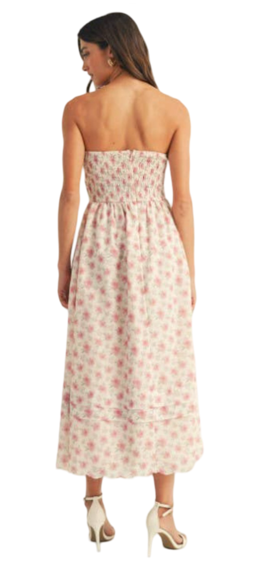 Apparel- Just Me Tube Pleated Bandeau Floral Printed Maxi Dress