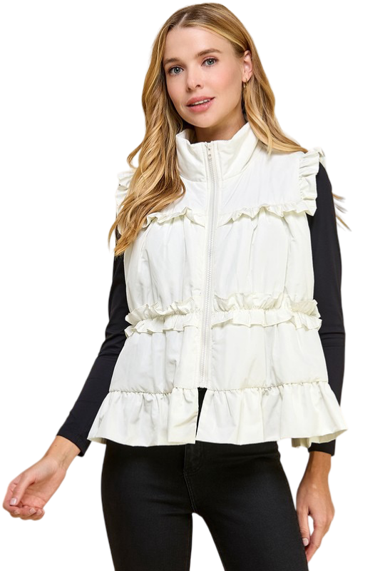 Apparel- TCEC Ruffle Trim Bow Back Detail Vest