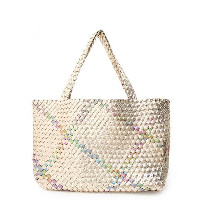 Bags- Peach Bag Large Weave Tote Bag