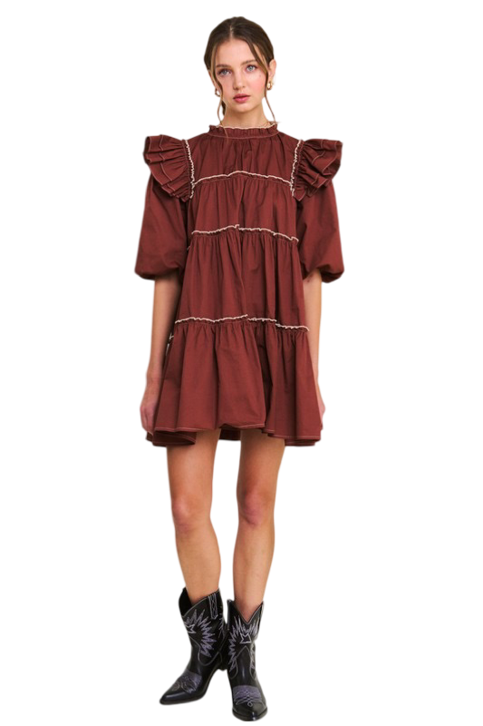 Apparel- In The Beginning Baby Doll Tiered Mini Dress