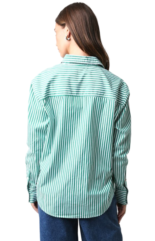 Apparel-Olivaceous Striped Button Down Top