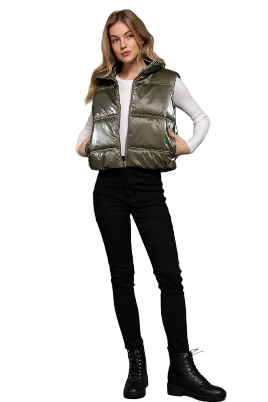 Apparel- Active Basic High Neck Zip Up Vest