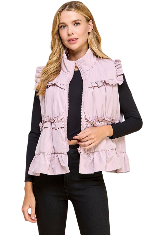 Apparel- TCEC Ruffle Trim Bow Back Detail Vest