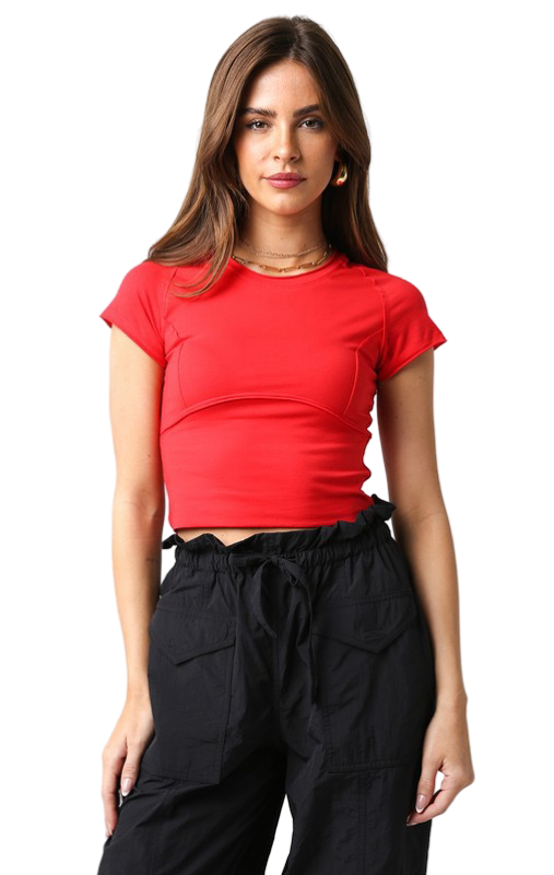 Apparel-Olivaceous Detail Cropped Top