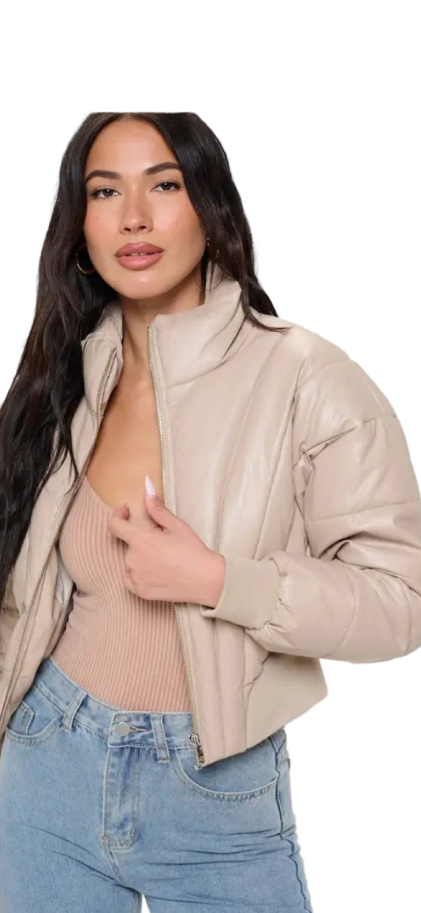 Apparel- B. Coature Leather Bubble Cropped Puffer Jacket