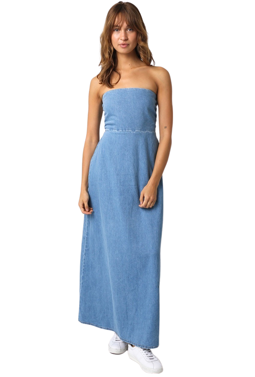 Apparel-Olivaceous Cheyenne Denim Maxi Dress