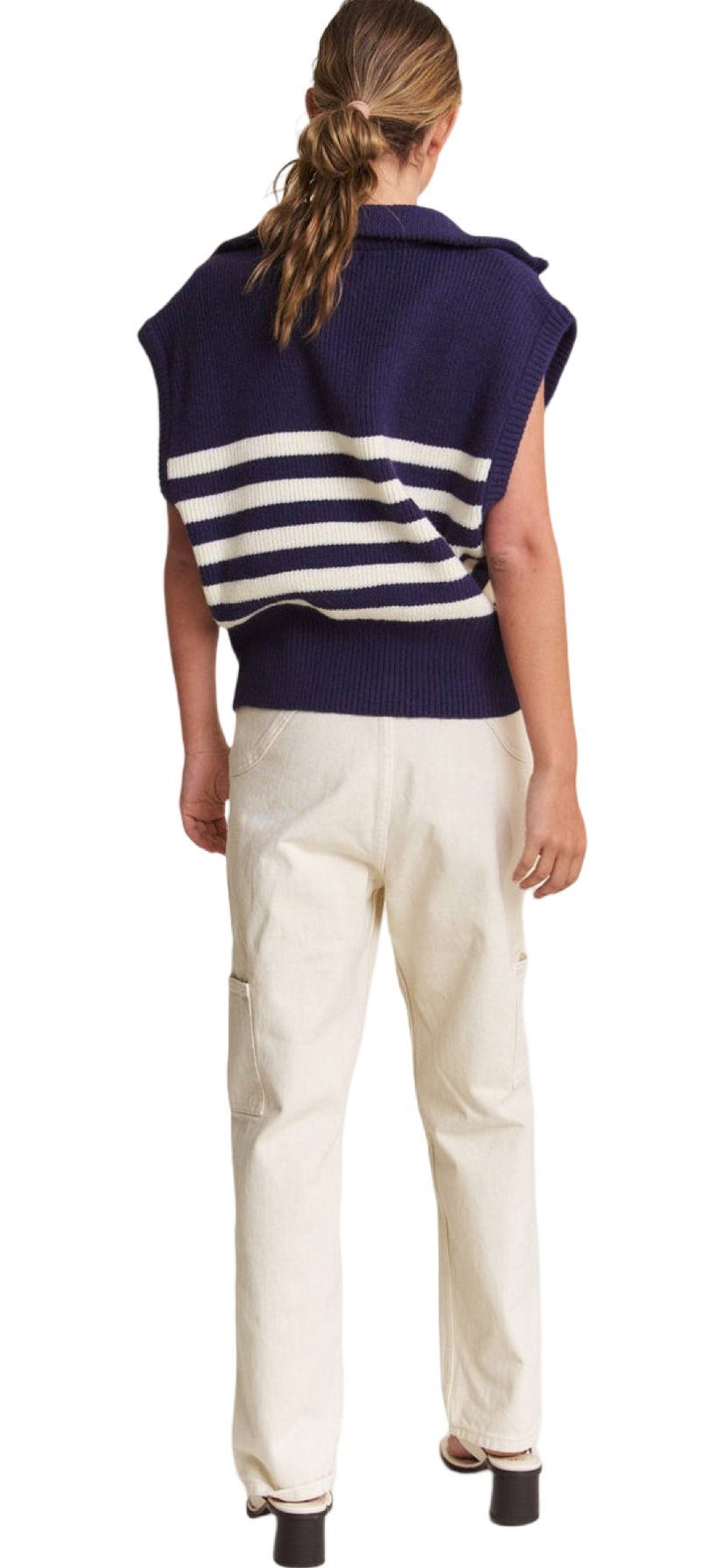 Apparel- In The Beginning Striped Quarter Zipped Sweater