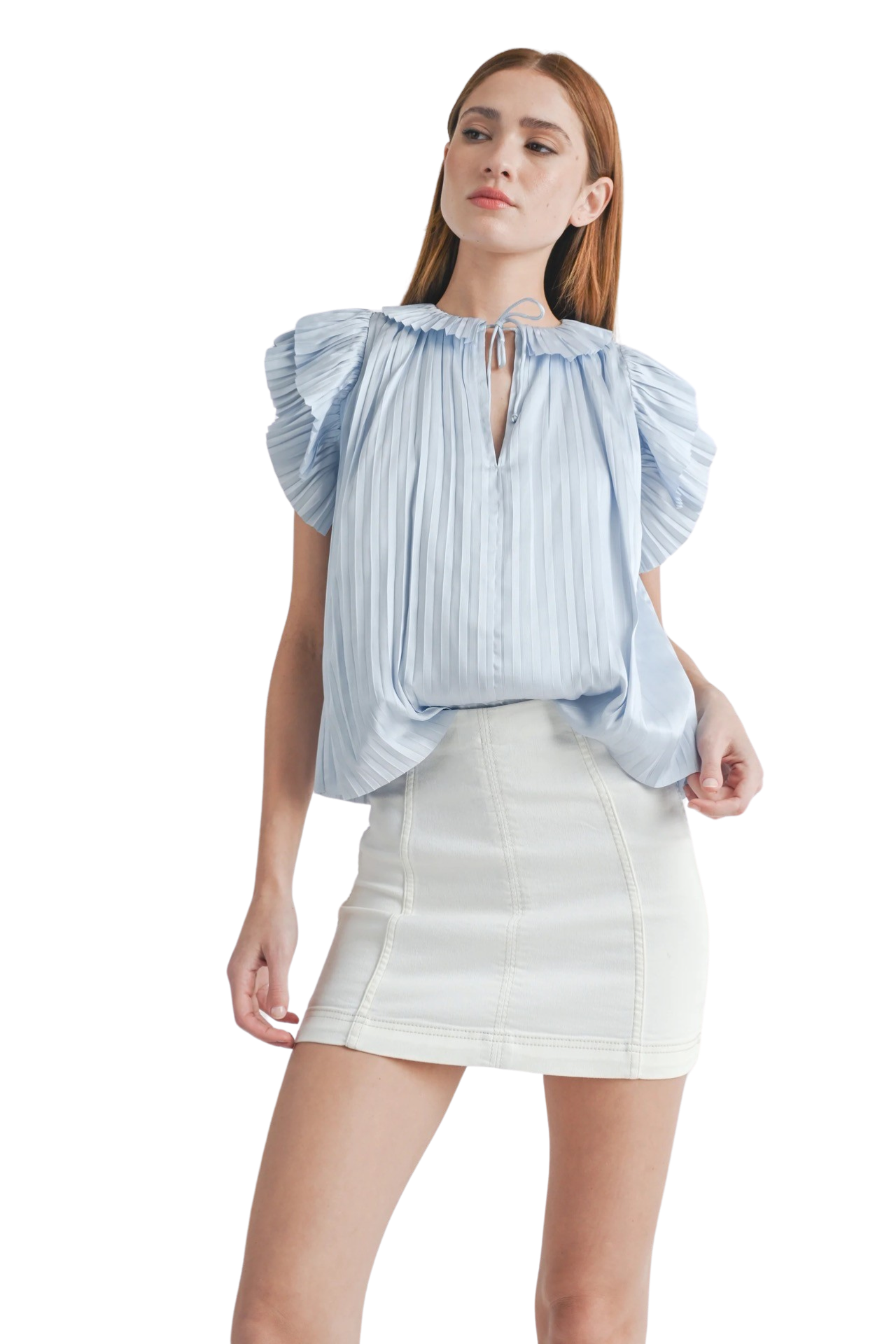 Apparel- Reset by Jane Pleated Flowy Short Sleeve Top