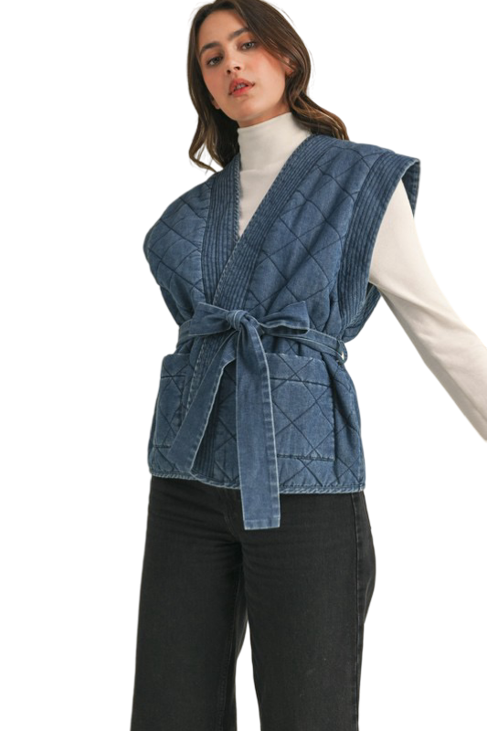 Apparel- En Merci Quilted Denim Vest