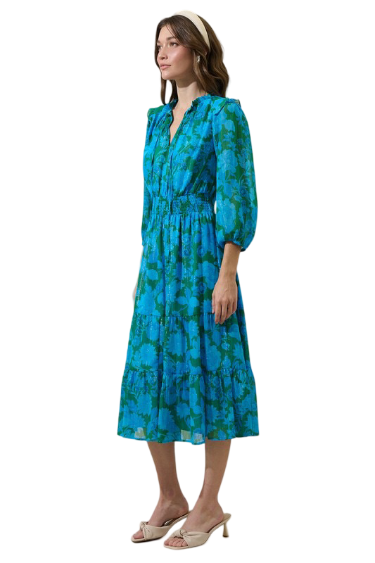 Apparel- Sugarlips Akeem Floral Henri Smocked Midi Dress