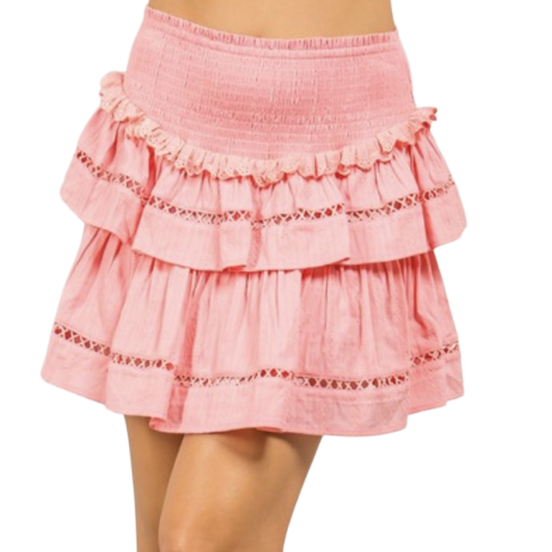 Apparel- Fanco Embroidered Ruffled Mini Skirt