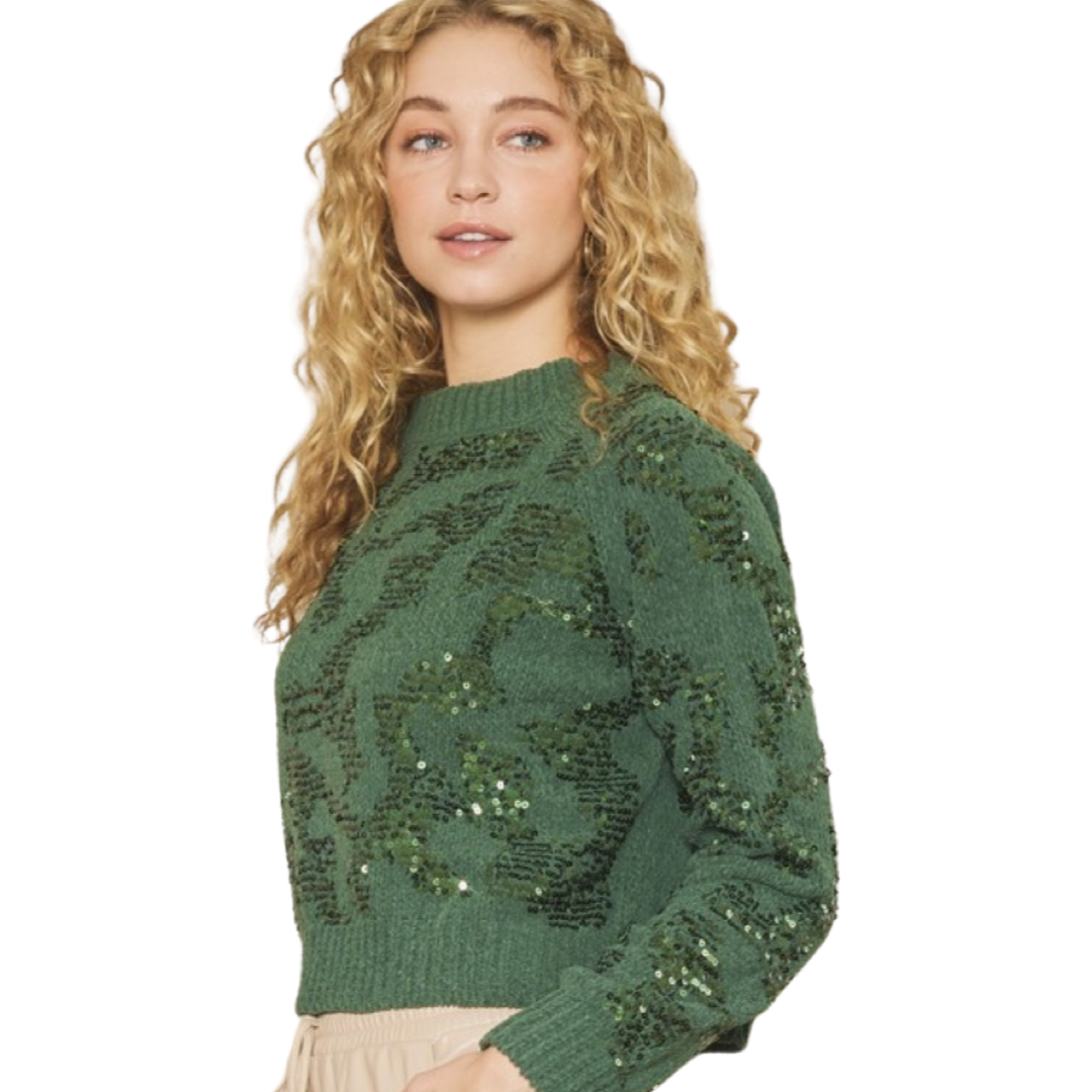 Apparel- Idem Ditto Cropped Sequin Sweater