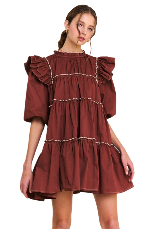 Apparel- In The Beginning Baby Doll Tiered Mini Dress