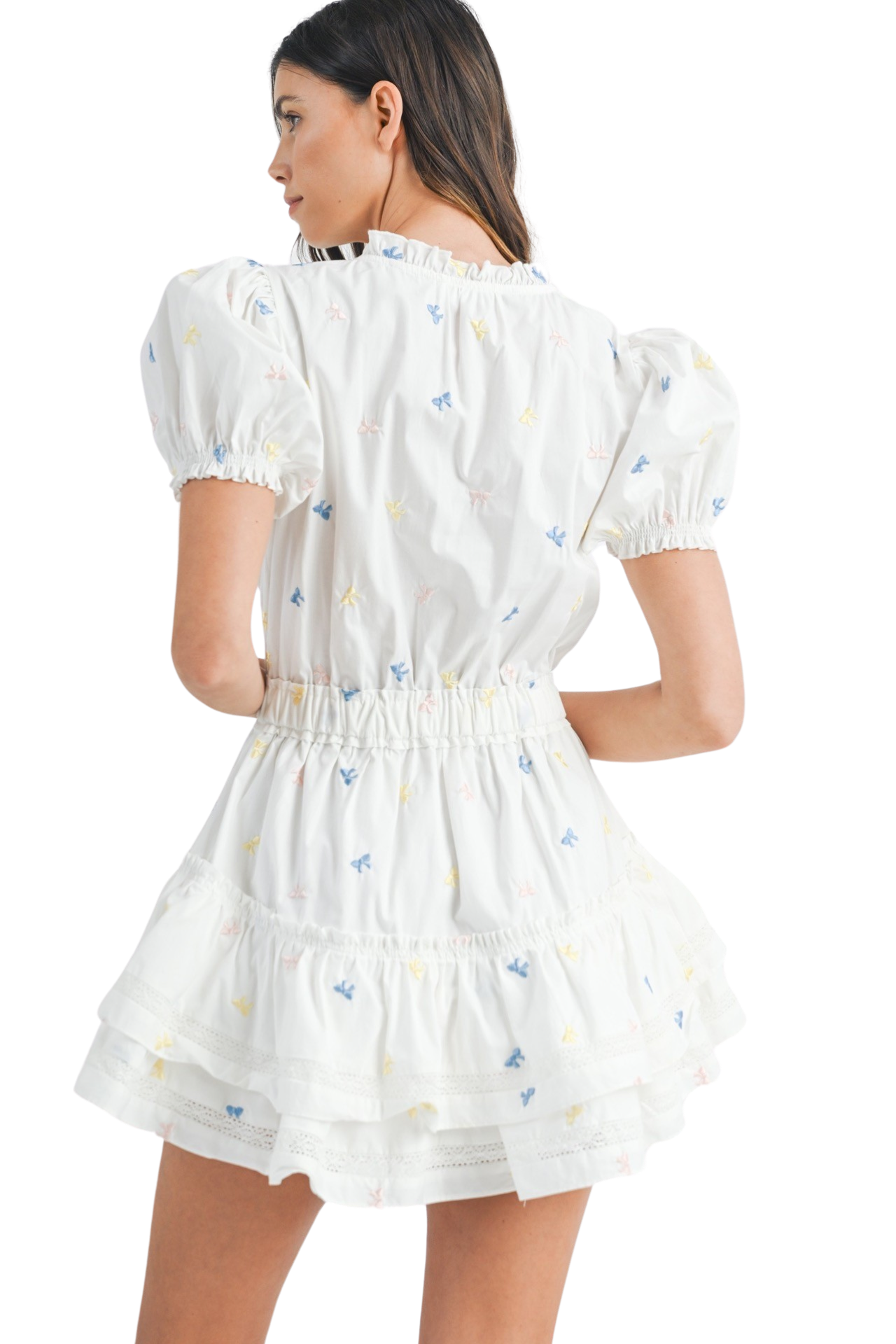 Apparel- Mable Eyelet Lace Mini Ruffle Dress