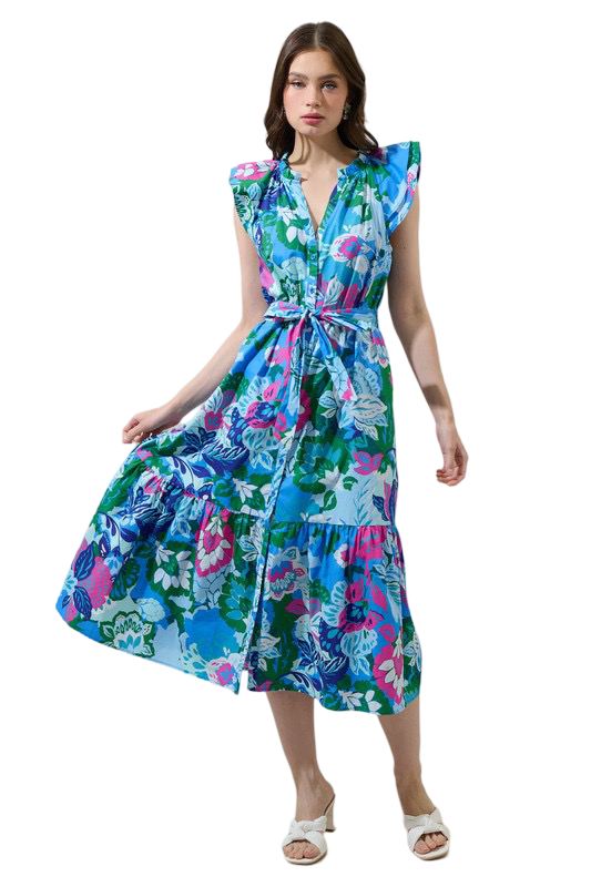 Apparel- Sugarlips Lavera Floral Button Down Midi Dress