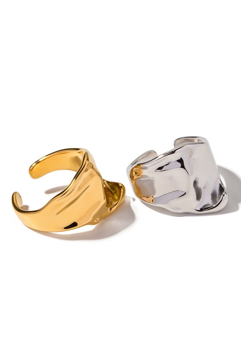 Rings- M&E Bling Chunky Gold Irregular Open Ring