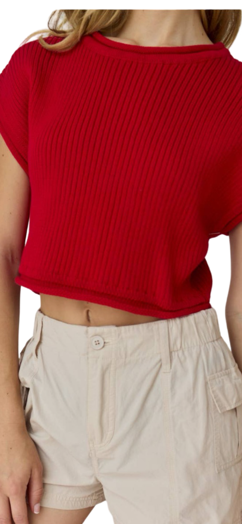 Apparel- Papermoon Olivia Cropped Rib Knit Top