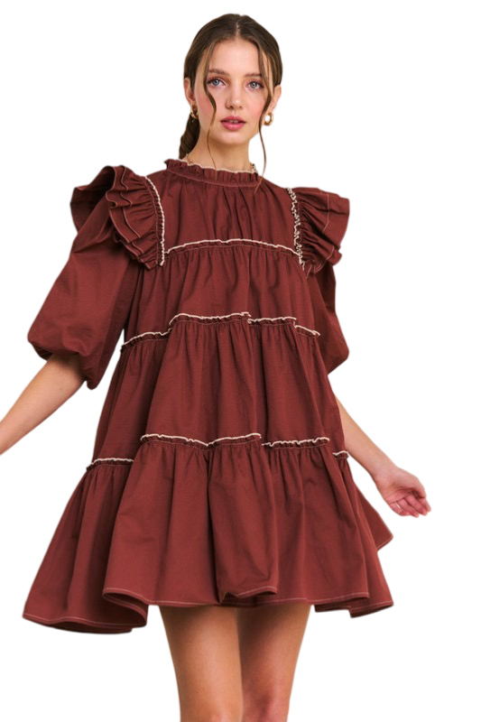 Apparel- In The Beginning Baby Doll Tiered Mini Dress