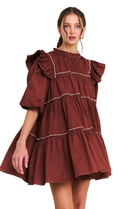 Apparel- In The Beginning Baby Doll Tiered Mini Dress