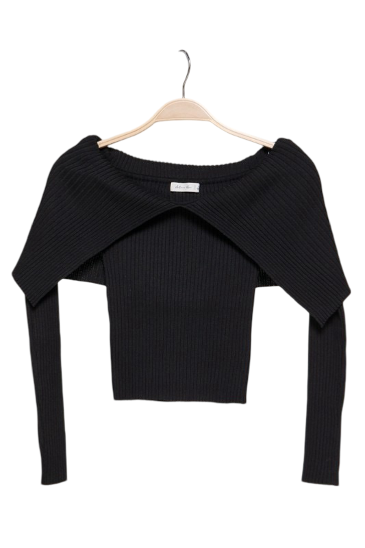 Apparel- Active Basic Off The Shoulder Fitted Sweater Top