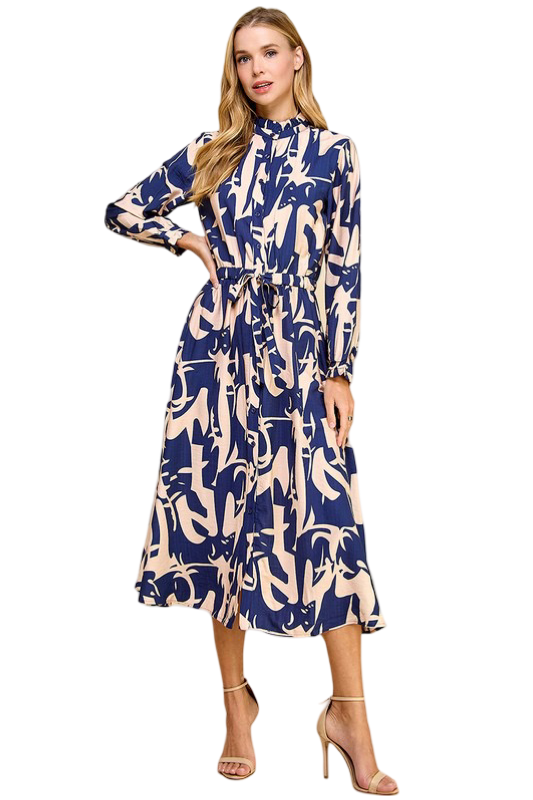 Apparel- TCEC Abstract Print Tiered Midi Dress